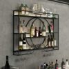 EYLINK Modern Metal Wall Mounted Wine Display Rack, Bar Unit Floating Shelves, Wall-Mounted Wine Racks, Glass Rack Iron Display Stand Wine Holder