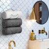 Towel Rack Wall Mounted, Set of 2 Towel Storage for Bathroom, Metal Bath Towels Holder, Hanging Washcloth Hand Towel Storage Organizer (Chrome)