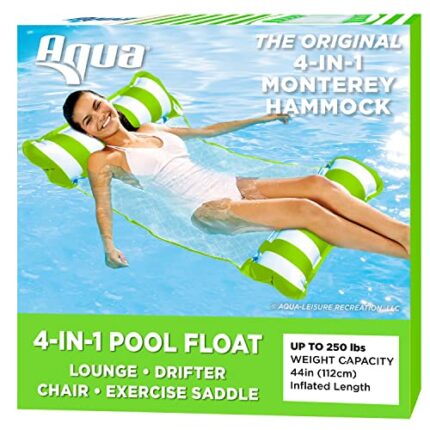 Aqua 2-in-1 Catalina XL Pool Float and Water Hammock – 1-2 Person, Multi-Purpose Inflatable Pool Floats for Adults with Patented Thick, Non-Stick