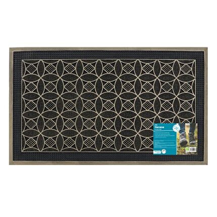 JVL Havana Rubber Pin Doormat, 45x75cm, Circles