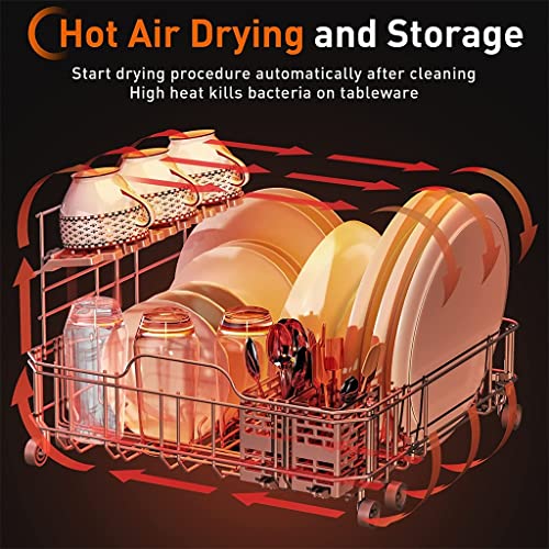 KKYKP Portable Dishwasher Countertop with Built-in Water Tank 5 Washing Programs Air Drying Function for Home and Kitchen (Color : White, Size :