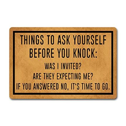 Funny Entry Rugs for Inside House Front Porch Sign Rugs Things to Ask Yourself Before You Knock Personalized Monogram Kitchen Rugs and Mats with