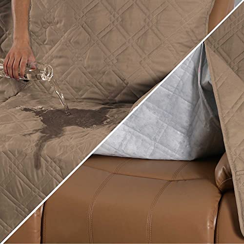 Recliner Chair Cover, Armchair Recliner Cover with Storage,Loveseat Recliner Slipcover for Leather Sofa,Washable Recliner Sofa Protector with Ela