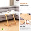 Zoopolyn Tv Tray Table Bamboo Tv Dinner Table Z Shaped end Table for Sofa Couch Laptop Living Room Bedroom White