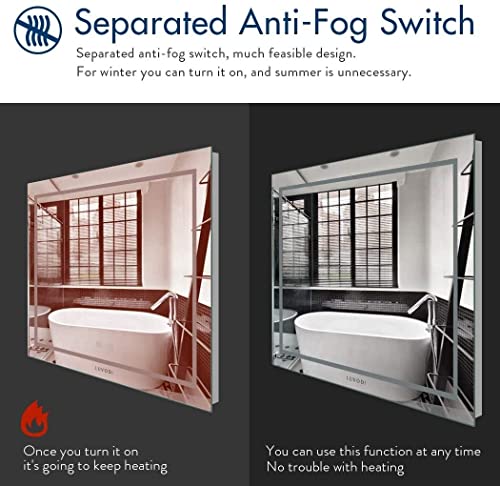 Illuminated LED Bathroom Mirror, Lighted Mirror with Light Touch Sensor and Demister Pad Bathroom mirror