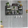 Wall-Mounted Stylish Simplicity Wine Glass Holder Metal Wrought Iron Household Goblet Holder Kitchen or Office Tableware Bottle Holder Glass Wine