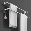 Towel Rails Wall Mounted Adjustable Towel Bars Stainless Steel Self Adhesive Towel Rack With Hooks 43-78CM Towel Shelves for Kitchen Bathroom (3