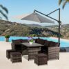 YFYTYG-PX Outdoor Rattan Dining Table, 9 Seat Furniture Sofa Dining Table with Free Rain Cover Black Silk Screen Glass Dark Grey Sofa Cover Ratta