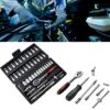 Wopeite 46 Piece Socket Wrench Set 1/4 Inch Drive Ratchet Set Chrome Vanadium Tools Set Cr-V Mechanic for Car, DIY and Repair