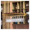 SUCHETA Hanging Wine Rack with Glass Holder and Shelf, Wall Mounted Gold Wine Rack Ceiling Storage Bottle Rack Wine Goblet Rack Upside Down Bar (