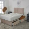 Plush Noni Panel Divan Bed Set With Memory Orthopaedic Mattress & Matching 20" Headboard | Storage Drawers Available (Coffee Plush, 4.6FT Double
