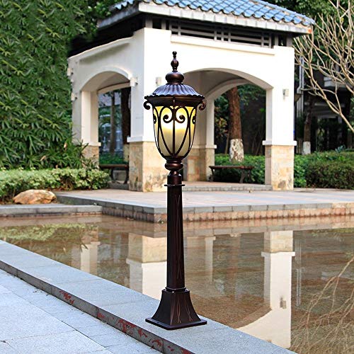 TQXDD Vintage Outdoor IP54 Waterproof Aluminum Lawn High Pole Pillar Light Victoria Vintage Garden Courtyard Villa Aisle Bollard Column Lamp Gara