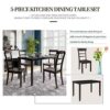 WALNUT 5 Piece Kitchen Dining Table Set 1 Wooden Table + 4 Chairs Set For Restaurant Espresso