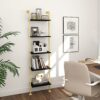 Axeman 5-Tier Ladder Bookcase, Tall Narrow Bookshelf for Small Spaces, Modern Book Storage Organizer Case Open Shelves for Bedroom, Living Room,