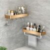 Bathroom Shelf with Hook Shower Shelves Wall Mounted Shower Rack Self Adhesive No Drilling Space Aluminum For Kitchen Toilet,gold,2 Tier 50cm