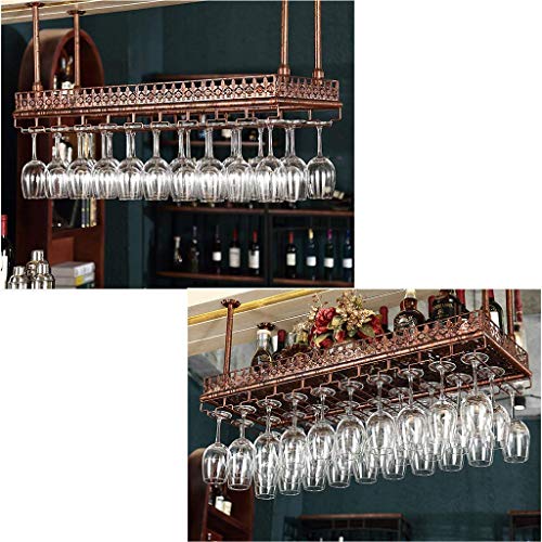 OUSIKA Wine Racks,Simple Style Iron Hanging Wine Glass Rack Hanging Wine Bottle Holder Bar Creative Wine Rack Ceiling Decoration Shelf for Bars,R