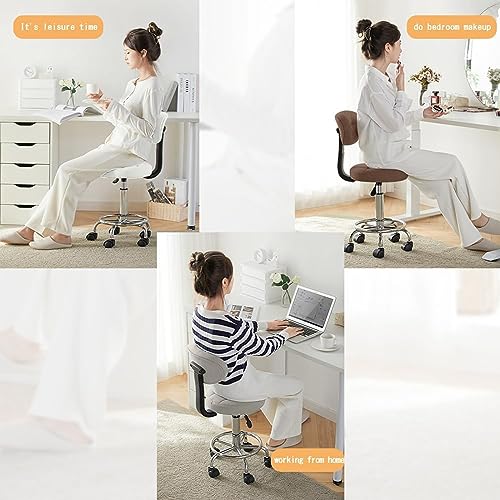 360° Swivel Barstools, Height Adjustable Counter Height Bar Chairs, with Back & Footrests & Quiet Casters, for Home Bar,Grey