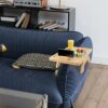 Vencier Bamboo Couch Arm Tray Table with 360° Rotating Mobile Holder Stable Armrest Design Clip On Sofa Tray Table for Wide Couches Foldable Arm
