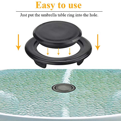 Favengo 2 Set Parasol Hole Rings Plastic Patio Umbrella Table Ring Standard Size Umbrella Hole Plug With 2 Pcs Decorative Tabletop Caps for Patio