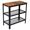 Alpika 3-Tier Retro Side Table, Console Table with Storage Rack, Narrow Nightstand for Small Spaces, Mesh Shelf for Living Room, Bedroom, Entrywa