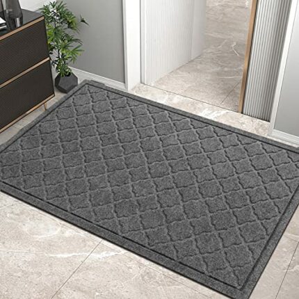 HIYARD Durable Front Door Mat, Absorbent Muddy Dirt Resist Welcome Door Mats Outdoor Indoor, Non-Slip Natural Rubber Backing Low Profile Doormat