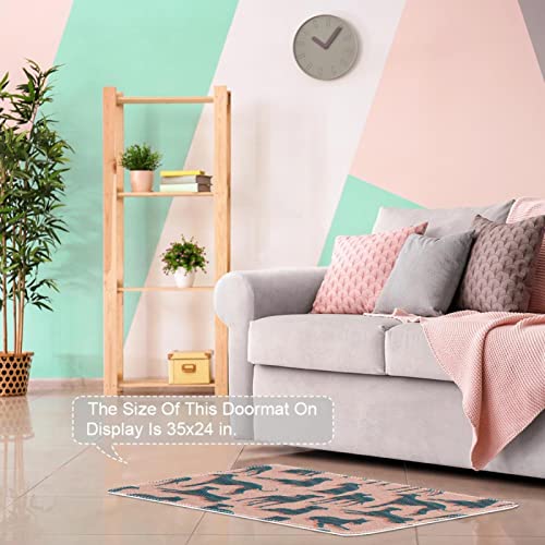 Entrance Doormats for Indoor Outdoor Entry Garage High Traffic Areas Shoe Rugs, Super Absorbent Door Mats Whippet Pattern 31 x 20 Inch