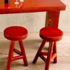 1:12 Mini Wooden House Furniture Miniature Pub Mini Bar Counter Table Chair Miniature Red Wine Glass for Mini House Decor