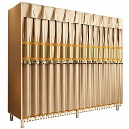 LUKEO Cloth Wardrobe Simple Fabric Large Steel Frame Fully Closed Assembly Home Bedroom Storage Wardrobe