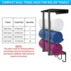 Towel Racks for Bathroom Wall Mounted Laelr Metal Bath Towel Rack for Rolled Towels Bath Rolled Towel Holders with 3 Hooks Bathroom Towel Storage