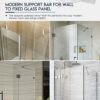 40cm Stainless Steel Frameless Shower Door Fixed Panel Wall-to-Glass Support Bar for 1/4" to 3/8" Thick Glass by M-Home