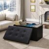 YITAHOME Storage Ottoman,Tufted Faux Leather Foldable Bench,Holds up to 300 kg,Footstool Storage Box with Lids for Kids Toys, Bedroom, Hallway, L