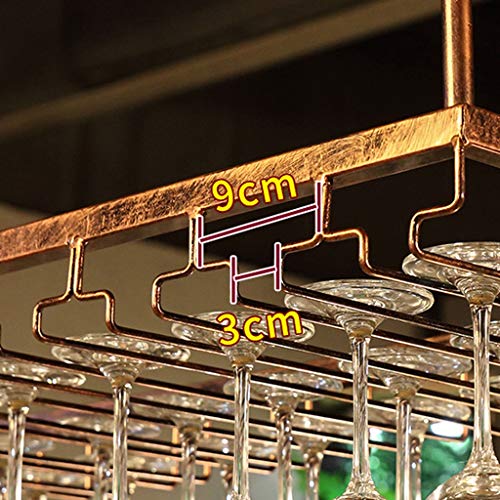 PIBM Hanging Wall Upside down Storage Rack Wine Wrought Iron Inverted High Cup Holder J1114, Gold , 60cm*35cm
