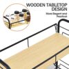 KINGRACK 4-Tier Slim Rolling Cart with Wooden Tabletop,Easy Assemble Mobile Storage Trolley On Wheels,Slide Out Utility Cart Shelving Units for N