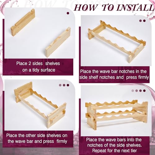 Roowest 60 Bottle Stackable Wine Rack 27.6 x 11.8 x 47.2 Bamboo Wine Rack Wood Freestanding Wine Storage Shelf 10 Tier Sturdy and Durable Wine Ho