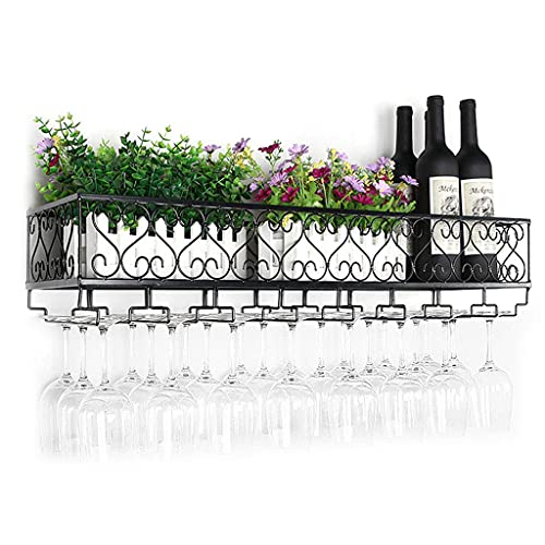 OUSIKA Wine Racks,Wall-Mounted Industrial Hanging Wine Glass Racks Stemware Holder Decoration Shelf Organizer