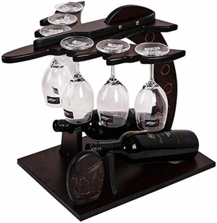 PIBM Stylish Simplicity Wine Racks Free Standing Wine Bottle Goblet Glass Holder,Solid Wood,Decorative Wine Bottle Holder,Free-Restaurant Counter