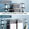 BIGLUFU Towel Rail Self Adhesive 2-Tier Bath Towel Rack Wall Mounted, SUS 304 Stainless Steel Towel Holder with 2 Hooks Towel Shelf Bar for Bathr