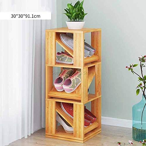 EYHLKM Multifunctional 360 Degree Rotating Storage Rack Creative Wooden Shoes Cabinet Space-saving Shoes Rack (Color : 3Layer)