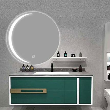 600X600mm Round Illuminated LED Light Bathroom Mirror Backlit with Sensor Touch Control,Dustproof Anti-Fog, 3 Colors, Warm White/Neutral/Cool Whi