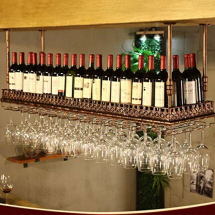 PIBM Iron Wall Mounted Wine Holder European-Style Tilted/Straight Wine Rack Red Wine Champagne Bottle Display Stand Rack Organizer J1030, Bronze