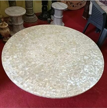 Gifts And Artefacts 36 x 36 Inches Mosaic Art Dining Table Top with Elegant Look Round Shape Marble Kitchen Table for Home Furniture Decor