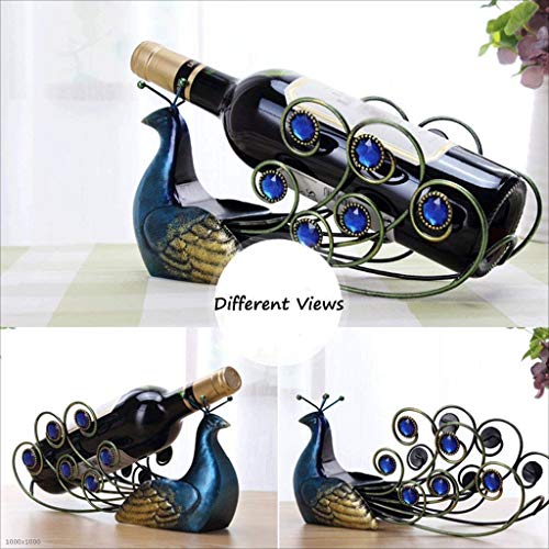 KXDCZ Elegant Peacock Wrought Iron Wine Rack Single Bottle Tabletop Holder Creative Furnishing Articles Display