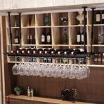 Wrought Iron Hanging Cup Holder Fashion Creative Wine Glass Rack Bar Counter Upside Down Personality J1111, PIBM, Black, 60 * 30cm