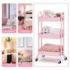 KINGRACK Storage Trolley Cart, 3 Tier Rolling Multi-Purpose Organiser, Organizer with Handles, Utility Cart Lock Wheels, Serving for Home, Office