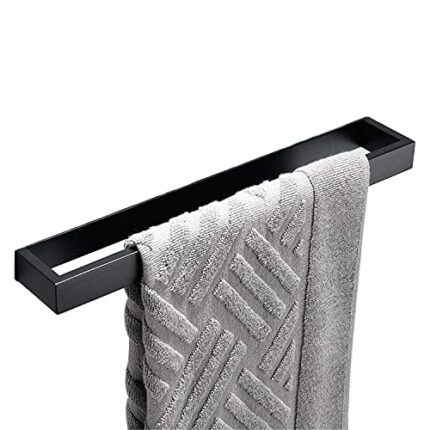 Hallyware 16 Inch Towel Rail Bathroom Kitchen Hand Towel Ring Holder Self Adhesive SUS 304 Stainless Steel Towel Bar 40 CM, Matte Black