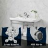 Victoria Bathroom Sink Tap for Basin with Pop Up Sink Plug Dual Cross Lever Chrome Brass Swan Neck Bathroom Tap Mixer Traditional Basin Mixer Tap