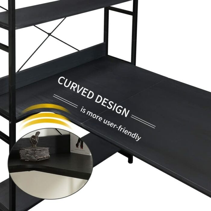 N/A Home Office Computer Desk Metal Frame and MDF Board 5 Tier Open Bookshelf Bedroom Home Furniture (Color : A)