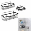 3 Pcs Shower Caddy - Wall Mounted Shower Caddy No Drill - Bathroom Shower Shelf with Soap Holder and Hooks - Rustproof Shower Organiser Rack for