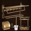 VERDDE European Style Antique Towel Rack Set Space Aluminum Bathroom Hardware Five-Piece Aluminum Folding Bath Towel Rack Carved