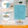 Hand Towel Holder Standing, T-Shape Towel Rack with Heavy Base, Regular Sized Hand Towel for Bath (Gold, Marble)